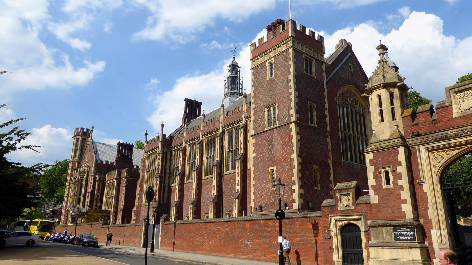 The Great Hall at Lincoln's Inn, a red-brick Victorian hall.